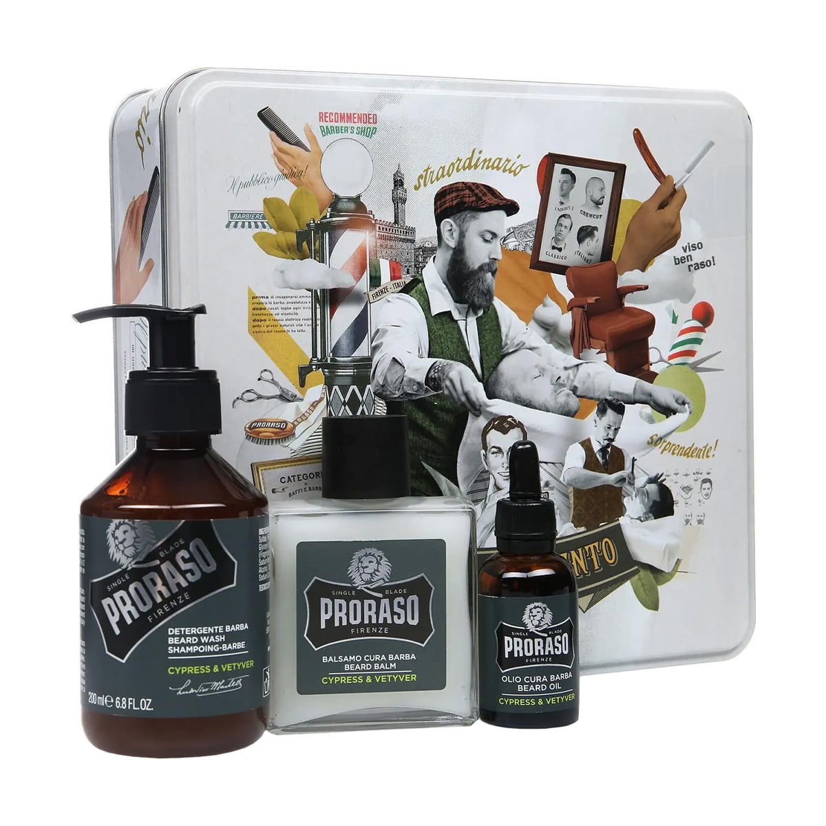 Набір для догляду за бородою Proraso Cypress &amp; Vetyver (шампунь для бороди, 200 мл + бальзам для бороди, 100 мл + олія для бороди, 30 мл)